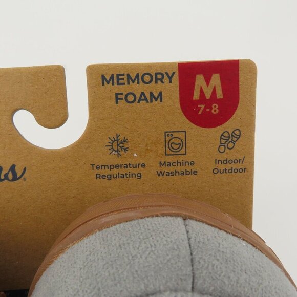 Dearfoams Medium 7-8 Gray Sweater Knit Indoor Outdoor Memory Foam Slippers NEW - Picture 8 of 13